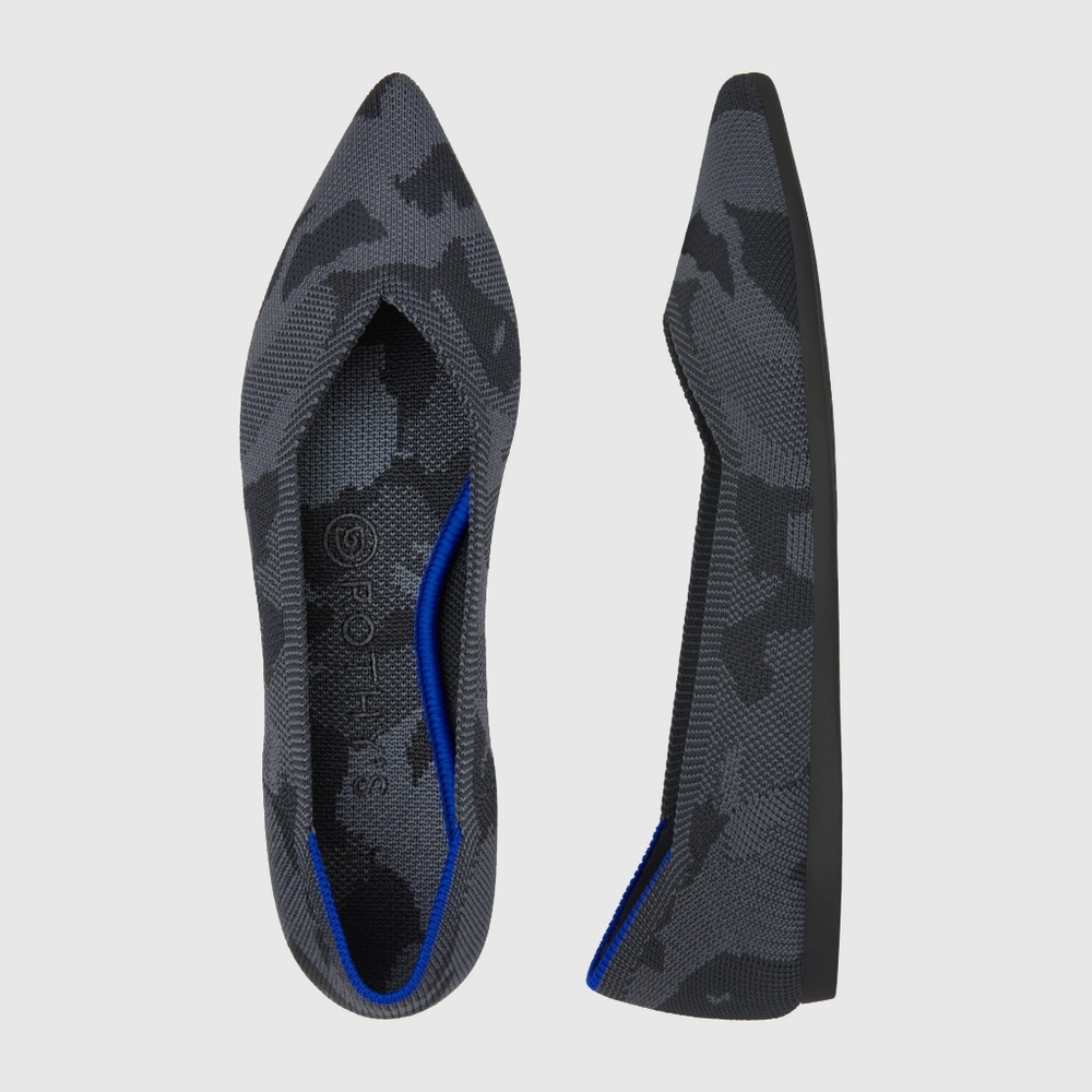 Rothy's the point black camo sz 6.5 blue halo